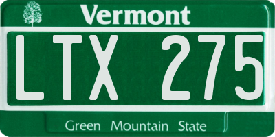 VT license plate LTX275