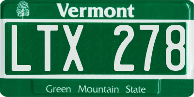VT license plate LTX278