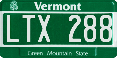 VT license plate LTX288