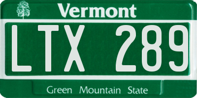 VT license plate LTX289