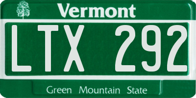 VT license plate LTX292