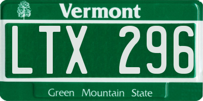 VT license plate LTX296