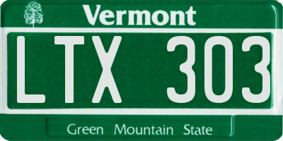 VT license plate LTX303