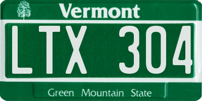 VT license plate LTX304