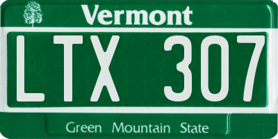 VT license plate LTX307