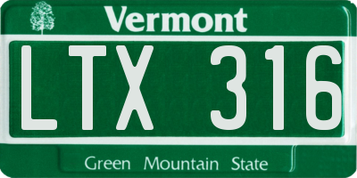 VT license plate LTX316