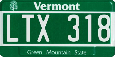 VT license plate LTX318