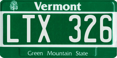 VT license plate LTX326
