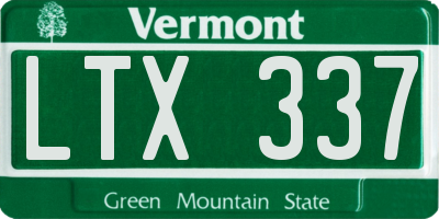 VT license plate LTX337