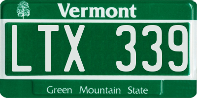 VT license plate LTX339