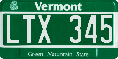 VT license plate LTX345