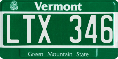 VT license plate LTX346
