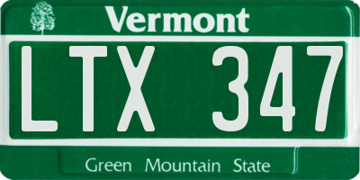 VT license plate LTX347