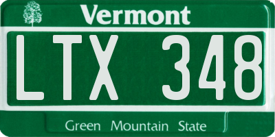 VT license plate LTX348