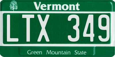 VT license plate LTX349