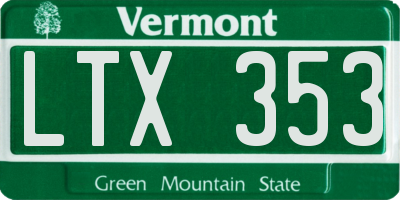 VT license plate LTX353