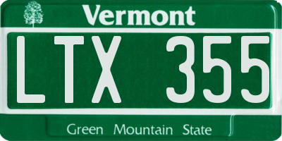 VT license plate LTX355