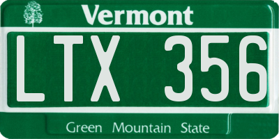VT license plate LTX356