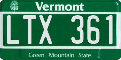 VT license plate LTX361