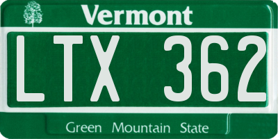 VT license plate LTX362