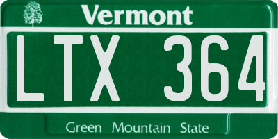 VT license plate LTX364