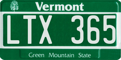 VT license plate LTX365