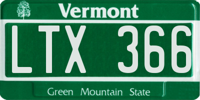 VT license plate LTX366