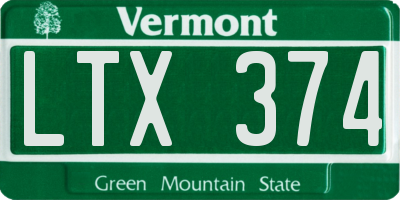 VT license plate LTX374