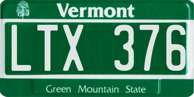 VT license plate LTX376
