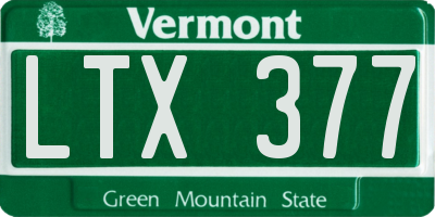 VT license plate LTX377