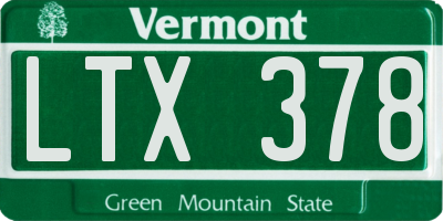 VT license plate LTX378