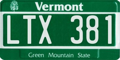 VT license plate LTX381
