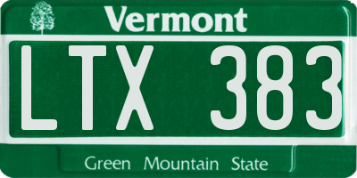 VT license plate LTX383