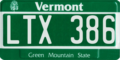 VT license plate LTX386