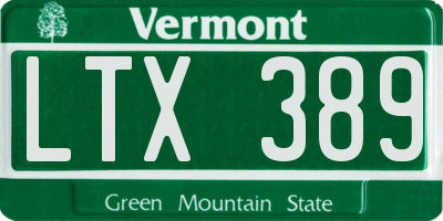 VT license plate LTX389