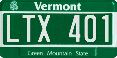 VT license plate LTX401