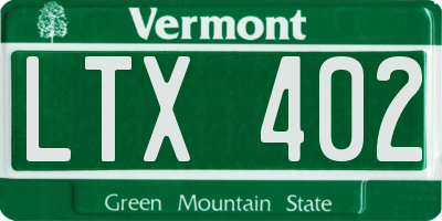 VT license plate LTX402