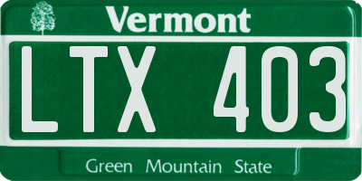 VT license plate LTX403