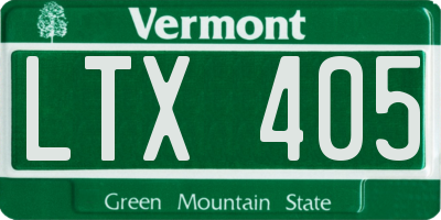 VT license plate LTX405