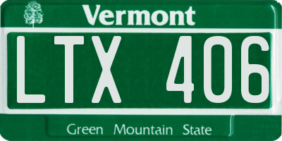 VT license plate LTX406