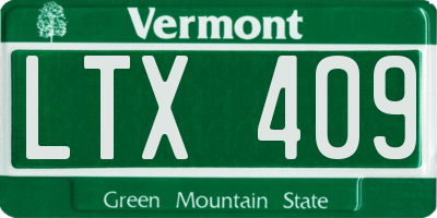 VT license plate LTX409