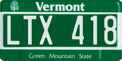 VT license plate LTX418