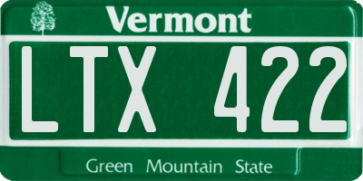 VT license plate LTX422