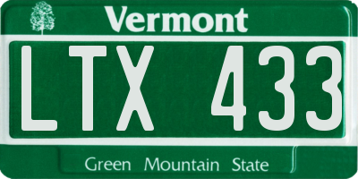 VT license plate LTX433