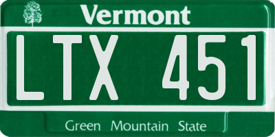 VT license plate LTX451