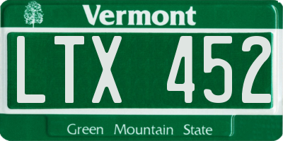 VT license plate LTX452