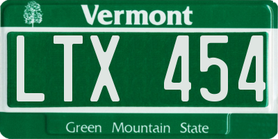 VT license plate LTX454