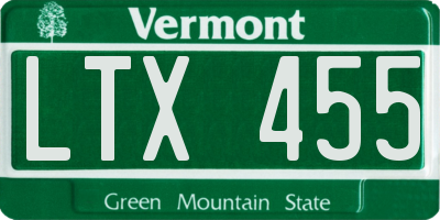 VT license plate LTX455