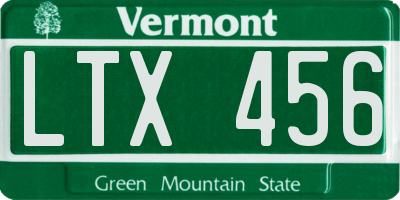 VT license plate LTX456