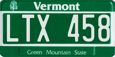 VT license plate LTX458